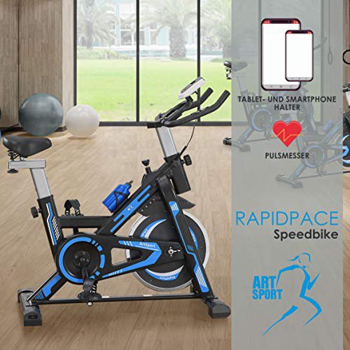 ArtSport Speedbike RapidPace – Ergometer Fahrrad Pulsmesser LCD Display - 10 kg Schwungmasse - bis 120 kg – Heimtrainer Fitness Indoor Cycling Bike