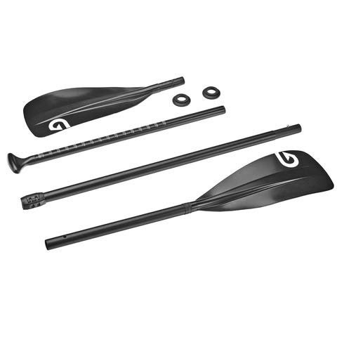 Glory Boards 2in1 SUP-Kajak Paddel aus Aluminium – 4-teiliges Kajakpaddel – schnell umgebaut mittels Schnellverschluss – kleines Packmaß – Länge individuell verstellbar für Stand up Paddle Boards mit Kajakoption
