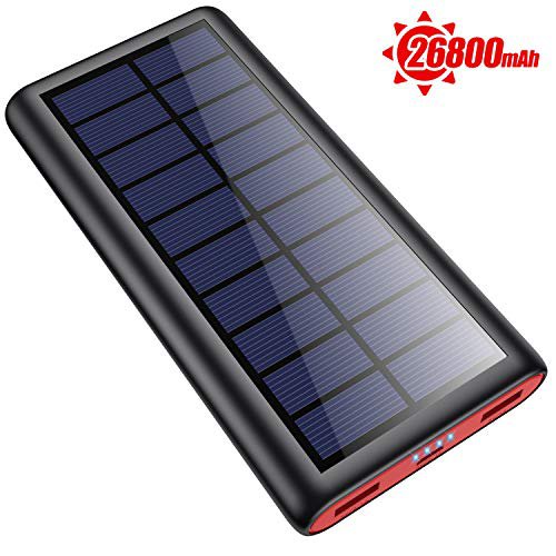 SWEYE Solar Powerbank 26800mAh Solarladegerät,【2020 Neuestes Solar Ladegerät】 Externer Akku Tragbares Ladegerät Akkupack mit 2 Ausgänge Power Bank für Handy Tablet Smartphone, Camping Wandern