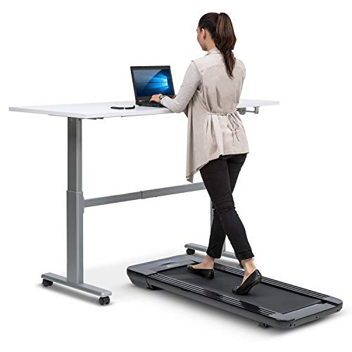 Klarfit Workspace Go Light Laufband - Tischlaufband, Office Cardio, 350 Watt, Ultraflach, Slow Running 0,8-6 km/h, nur 25 kg, Fernbedienung, 36 x 100 cm Lauffläche, Anti-Rutsch-Oberfläche