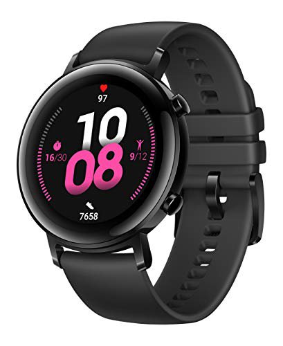 HUAWEI Watch GT 2 Smartwatch (42 mm Full-Color-AMOLED Touchscreen, SpO2-Monitoring, Herzfrequenzmessung, Musik Wiedergabe, 5ATM wasserdicht, GPS) Night Black [Exklusiv +5 EUR Gutschein]