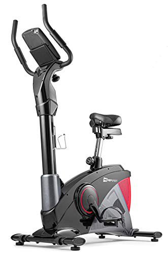 HS HOP-SPORT Hop-Sport Heimtrainer Fahrrad HS-090H inkl. Unterlegmatte - Ergometer mit App-Steuerung, 12 Trainingsprogrammen, 32 computergesteuerten Widerstandsstufen - Fitnessbike max. Nutzergewicht 150 kg Rot