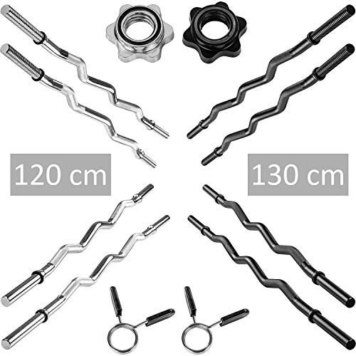 Movit ® Profi SZ Curlstange, 30mm STANDARDNORM, Auswahl: 120cm (7kg) o. 130cm (8kg), verchromt o. schwarz, Sternverschluss o. Federverschluss, Hantel Curl Stange Hantelstange