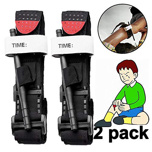 XCOZU 2 Stück Tourniquet, Schwarz CAT Tourniquet Tactical Tourniquet Kampf Anwendungs, Erste Hilfe Tourniquet für Blutverlust Kontrolle und Militär Medizinische Notfall, Wandern und Camping