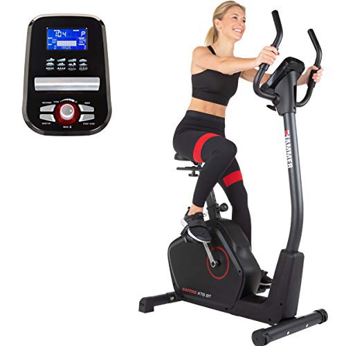 HAMMER Ergometer Cardio XT6 BT, leises Fitnessfahrrad mit tiefem Einstieg und Comfort-Sattel, 13 kg Schwungmassensystem, Bluetooth & App-Steuerung, 130 kg Benutzergewicht, 93 x 51 x 150 cm