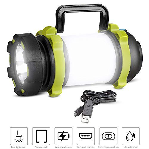 REEXBON Handscheinwerfer LED Taschenlampe Wiederaufladbare Campinglampe  Handlampe Notfallleuchte Super hell Strahler Camping Laterne Wasserdicht  Suchscheinwerfer Power