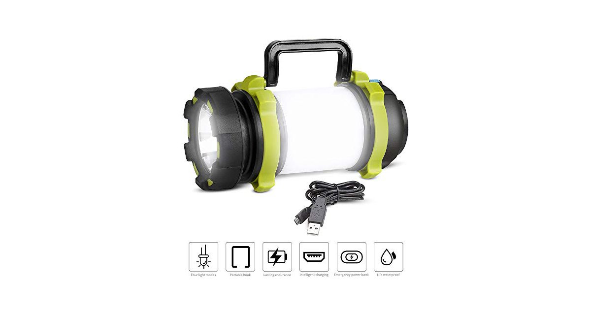REEXBON Handscheinwerfer LED Taschenlampe Wiederaufladbare Campinglampe