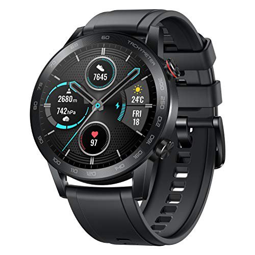 HONOR Honor MagicWatch 2 46 mm Smart Watch, Fitness-Aktivitätstracker mit Herzfrequenz- und Stressmonitor, Übungsmodi, Lauf-App und eingebautem Lautsprecher und Mikrofon, Schwarz/Anthrazit
