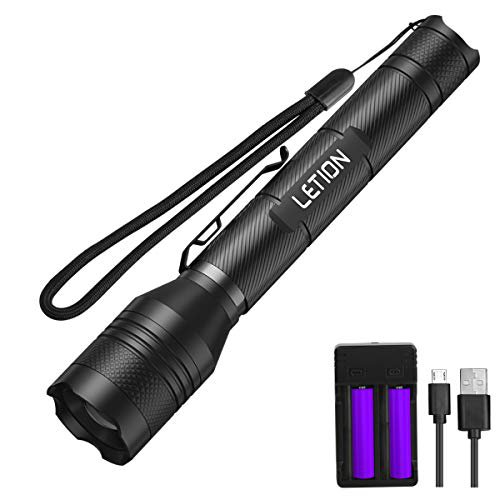 LETION LED Taschenlampe,Superhelle 1500 Lumen CREE taschenlampe Led,5 Licht Modi,Wiederaufladbare Taschenlampe mit Zoom für Camping,Wandern Inspektionsleuchten (Inklusive 2x18650 Batteries)