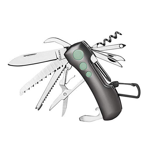 ZIMAIC Taschenmesser，Multitool Messer Schweizer Taschenmesser - Multifunktionswerkzeug mit 15 Funktionen Taschenwerkzeug für Campen und Notfälle (Champagner)