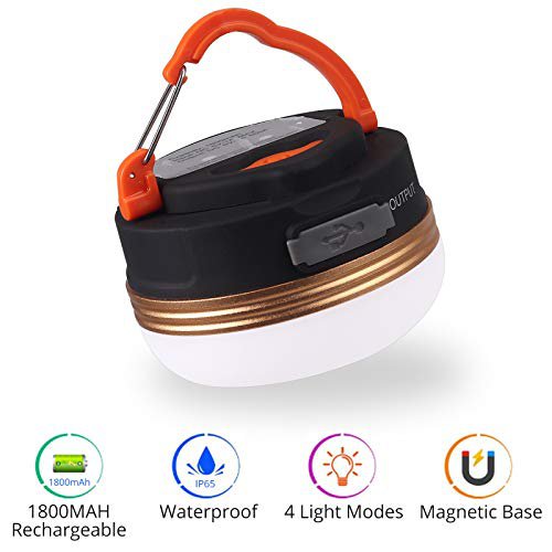 COLFULINE Campinglampe, LED USB wiederaufladbare Zeltlampe Campingleuchte, 4 Modi SOS Wasserdicht Tragbar Camping Lampe mit Magnet Haken, also als Handy Power Bank, für Outdoor Wandern Camping Notfall