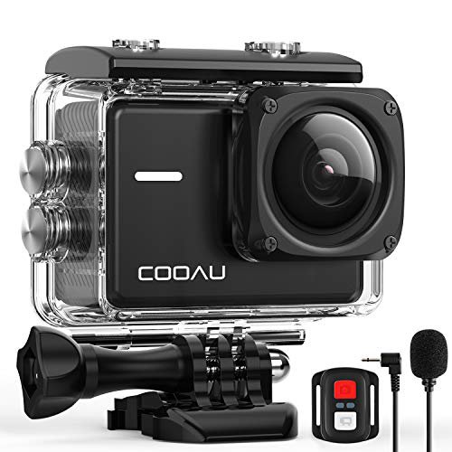 COOAU Native 4K 60fps 20MP WiFi Action Cam Sportkamera mit 8XZoom verbessertem EIS Stabilisierung 40M Wasserdicht Unterwassergehäuse 170° Verstellbares Weitwinkel Externes Mikrofon 2x1350mAh Batterien