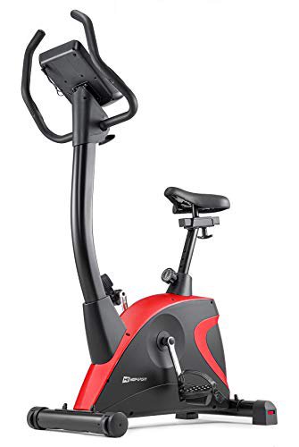 HS HOP-SPORT Hop-Sport Heimtrainer Fahrrad HS-005H - Ergometer mit 12 Trainingsprogrammen, 16 computergesteuerten Widerstandsstufen - Fitnessbike max. Nutzergewicht 150 kg Rot