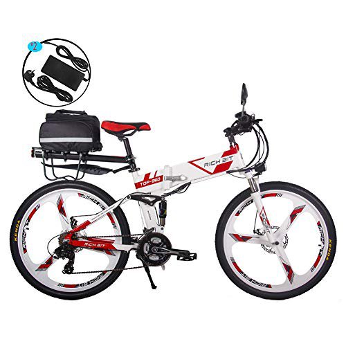 RICH BIT Elektrofahrräder 36V 12.8A Li-Batterie Faltrad MTB Mountainbike E Bike 26 Zoll Shimano 21 Speed Fahrrad intelligente Elektrofahrrad RT860 (Rot)