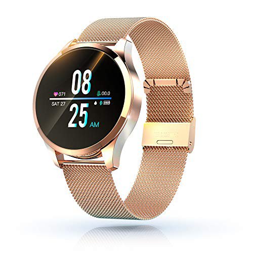 KawKaw Q9 Smart Watch Neue 2020 Version, IP67 wasserdichte Fitnessuhr mit integriertem Fitnesstracker, Pulsmesser, Schrittzähler und Kalorienzähler (Gold Metal)