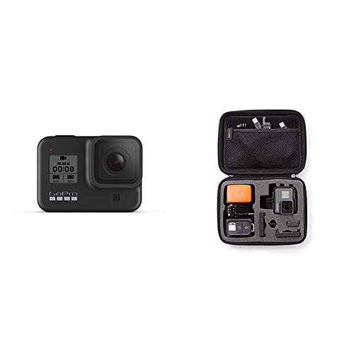 GoPro HERO8 Black - wasserdichte 4K-Digitalkamera mit Hypersmooth-Stabilisierung, Touchscreen und Sprachsteuerung - Live-HD-Streaming & Amazon Basics Tragetasche für  Actionkameras, Gr. S