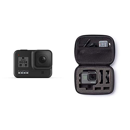 GoPro HERO8 Black - wasserdichte 4K-Digitalkamera mit Hypersmooth-Stabilisierung, Touchscreen und Sprachsteuerung - Live-HD-Streaming & Amazon Basics Tragetasche für  Actionkameras, Gr. XS