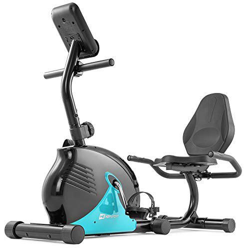 HS HOP-SPORT Hop-Sport Liegeergometer 030L Rapid - Liegeheimtrainer mit Handpulssensoren, Trainingscomputer, 8 Widerstandsstufen - kompakter Sitzergometer für das Ganzkörpertraining zu Hause türkis