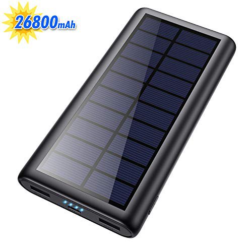Feob Solar Powerbank 26800mAh, Solarladegerät 【Energiesparende Version】 Externer Akku Hohe Kapazitat Power Bank Fast Charge Tragbares Ladegerät Akkupack für iPhone, iPad, Samsung Galaxy und mehr