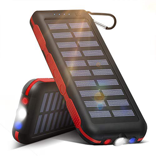 CXL Solar Ladegerät 25000mAh Powerbank Solar [2020 Neuestes Solarladegerät] Tragbares Wasserabweisende Charger mit 3 Ausgänge und Taschenlampe&SOS Warnlampe für Reisen Camping Wandern Outdoor