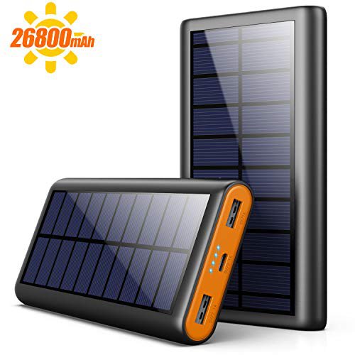 AOPAWA Solar Powerbank 26800mah【Neueste Grüne Energie Solar Ladegerät 】Externer Akku Hohe Kapazitat Solarladegerät mit 2 Ports Power bank Tragbares Ladegerät Akkupack für Smartphones, Tablets und mehr