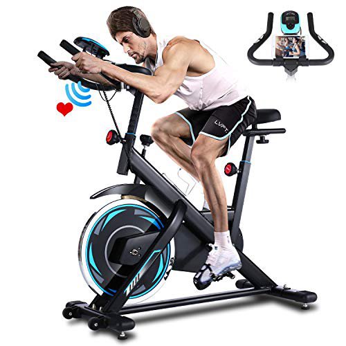 Heimtrainer Indoor Cycling Bike Fitnessbike Mit Herzfrequenzmonitor LCD Monitor Bequeme Sitzkissen Schwere Schwungrad Upgrade Version