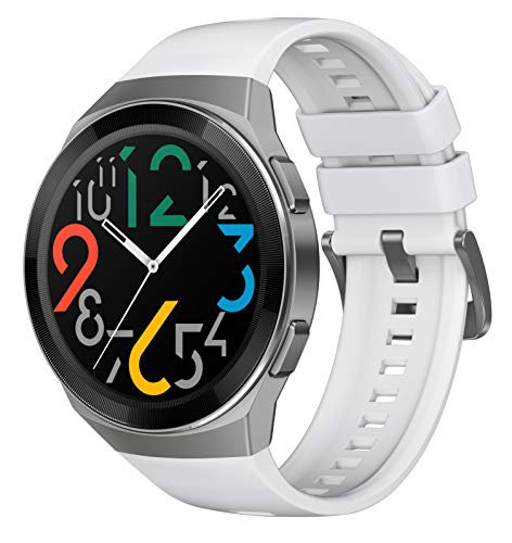 HUAWEI Watch GT 2e Smartwatch (46mm AMOLED Touchscreen, SpO2-Monitoring,Herzfrequenz-Messung,Musik Wiedergabe,GPS,Fitness Tracker,5ATM wasserdicht) Icy White[Exklusiv+5 EUR Gutschein]