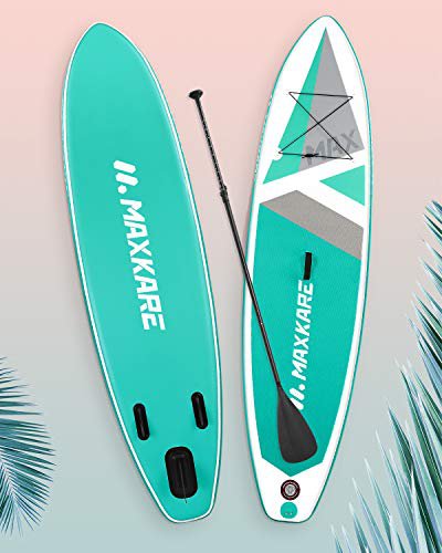 MaxKare ® Stand Up Paddle Board Aufblasbares SUP Board Set mit 305 x 76 x 15 cm Premium Aufpumpbares Paddling Board & Bidirektional Pumpe & Rucksack Tragbar (Surfboard Unterstützung für bis zu 150KG)