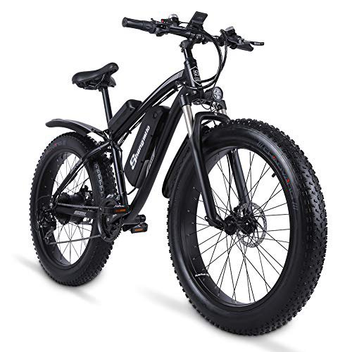 sheng milo MX02S 1000W Elektrofahrrad Elektrisches Mountainbike 26-Zoll-Fettreifen E-Bike 21 Geschwindigkeiten Beach Cruiser Herren Sport Mountainbike Lithiumbatterie Hydraulische Scheibenbremsen