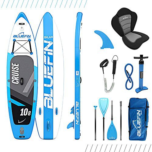 Bluefin SUP Bluefin Cruise SUP Board Set | Aufblasbares Stand Up Paddle Board | 6 Zoll Dick | Fiberglas Paddel | Kajak Sitz | Komplettes Zubehör 2020 (2020 Cruise 10'8)