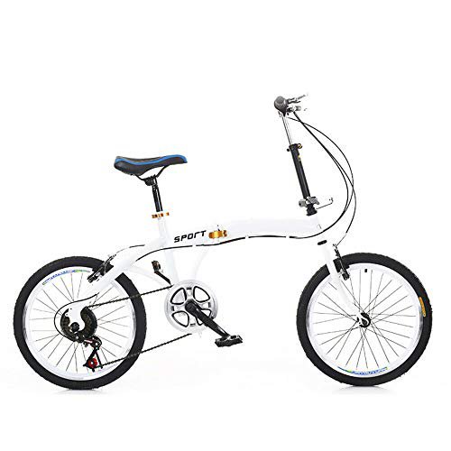 OUKANING Weiß 20 Zoll Faltrad Klapprad Klappfahrrad 7 Gang Fahrrad Doppel V Bremse