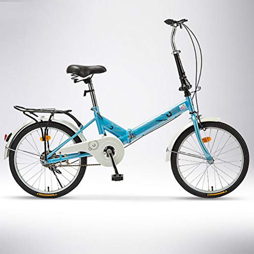 ZEIYUQI Adult Faltrad 20 Zoll Mit Korb Variable Speed ​​Rennrad Geeignet Für Arbeit, Außenreiten, Familien-Picknick,Blau,Single Speed A