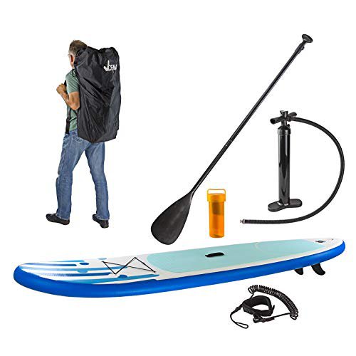 DEMA SUP Stand Up Paddle Board Surfboard 305x81 cm max. 110 kg blau aufblasbar 305/81R inkl. Paddel und Zubehör…