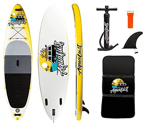 AQUALUST 10'6" SUP Board Stand Up Paddle Surf-Board aufblasbar ISUP 320x81x15cm gelb