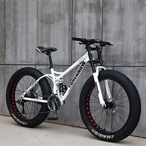 GXLO Fahrrad 26 Zoll MTB Top Tire Mountainbike Beach Cruiser Snow Bike 21 Speed Fat Bikes für Erwachsene Fat Wheel Motorrad Fat Bike Fat Big Reifen Fahrrad,F,24IN