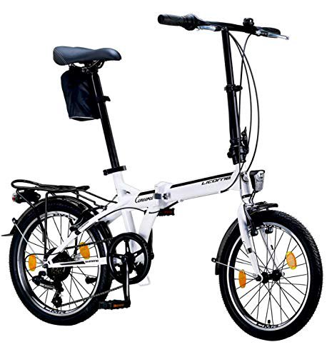 Licorne Bike CONSERES Premium Faltrad, Klapprad in 20 Zoll - Fahrrad für Herren, Jungen, Mädchen und Damen - Shimano 6 Gang-Schaltung - Hollandfahrrad - Weiß/Schwarz