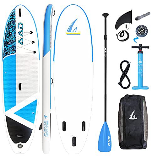 AKD Sealion Stand Up Paddling Board 10'6" 320x81x15cm SUP Board 150kg/318L, Pumpe mit Manometer, Verstellbarer Sport Alu-Paddel, Rucksack und Leash (Blau)
