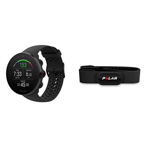 Polar Vantage M – Allround-Multisportuhr mit GPS und optischer Pulsmessung am Handgelenk & H10 Herzfrequenz-Sensor, Schwarz, M-XXL, Bluetooth, EKG, Wasserdichter Herzfrequenz-Sensor mit Brustgurt