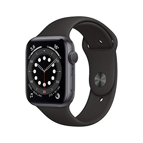 Apple Watch Series 6 (GPS, 44 mm) Aluminiumgehäuse Space Grau, Sportarmband Schwarz
