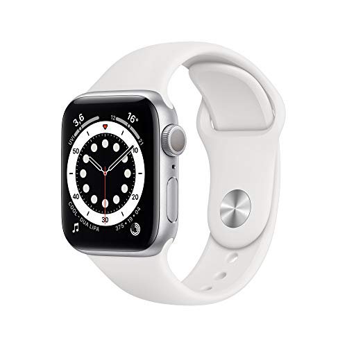 Apple Watch Series 6 (GPS, 40 mm) Aluminiumgehäuse Silber, Sportarmband Weiß
