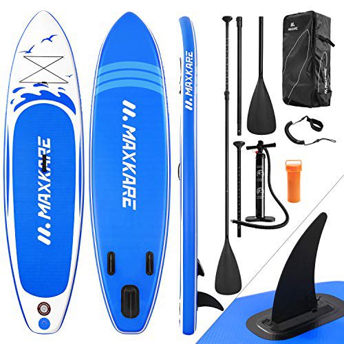 MaxKare Stand Up Paddling Board Aufblasbares SUP Board Set Aufblasbar 305*76*15 cm 6 Inches 6 Zoll Dick 150KG Paddle Surfboard Stabiles Leichtgewicht Komplettes Zubehör Paddel Hochdruck-Pumpe Rucksack
