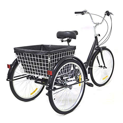 TFCFL Dreirad Für Erwachsene,3 Rad Fahrrad Dreirad mit Einkaufskorb,Dreirad Trike Bike Radfahren ür Erwachsene und Senioren(8 Geschwindigkeit,24Zoll)