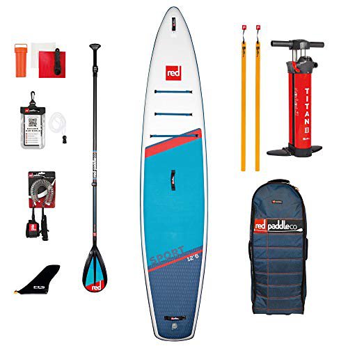 Red Paddle Unisex – Erwachsene 12’6″ Sport + Carbon 50 Nylon Tabelle Sup Und Paddle, Mehrfarbig, Uni