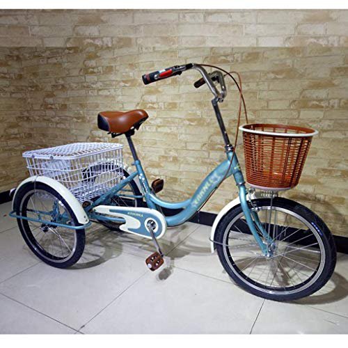 M-YN Erwachsene Dreirad Fahrrad Erwachsene tricle 20 Zoll DREI Rad Cruiser Fahrrad Trike Bike für senioren Frauen u. Familie mit frachtkorb picknicks & Shopping (Color : Blue)
