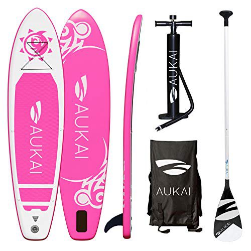 Aukai SUP Surfboard 320cm Tribal Stand Up Paddle Board aufblasbar + Paddel Surfbrett Paddling Padde (pink)