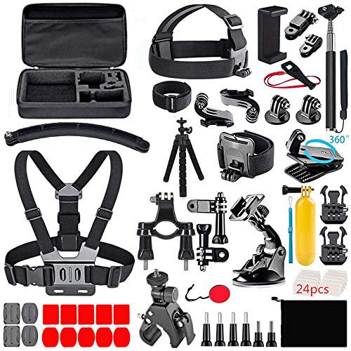 DIKER Zubehör für Gopro, Action Kamera Zubehör-Kit 70-In-1 für Gopro, DJI AKASO APEMAN Campark SJCAM Actionkamera usw, in Schwimmen Rudern Skifahren Klettern Tauchen und andere Outdoor Sportarten (schwarz)