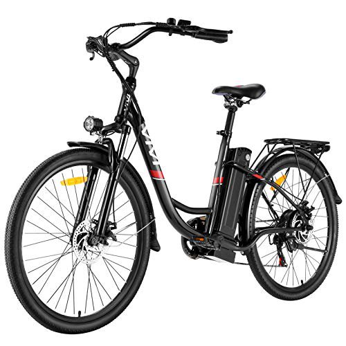 Caroma VIVI E-Bike Elektrofahrrad, 26 Zoll Pedelec Elektrisches Fahrrad Citybike Elektrofahrräder mit Abnehmbarer 8Ah Lithium-Batterie, Shimano 7-Gang E Bike Damen Herren (26 Zoll Schwarz)