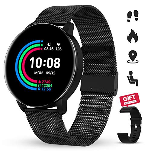 GOKOO Smartwatch  1.3 Zoll HD Voller-Touchscreen Damen Herren für Android IOS Intelligent Uhr IP67 Wasserdicht Fitness Tracker Schrittzähler ​Pulsuhren Schlafmonitor Frauen Männer Sportuhr (Schwarz)