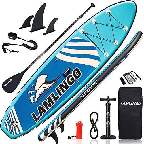 Rolimate SUP Board Paddle Board Dickes Stand Up Paddle SUP Board Set für Sport Rudern/Rucksack/Spule Leine/Leash/Mobiles Wasserdichtes Gehäuse (Blau)
