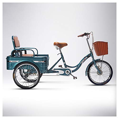 HHGO Dreirad Für Erwachsene 3 Radfahrräder Für Erwachsene Senioren, Dreirad 20 Zoll Three Rad Bike Cruiser Front- Und Heck-Doppelbremsen, Trike-Shopping Für Frauen, Männer